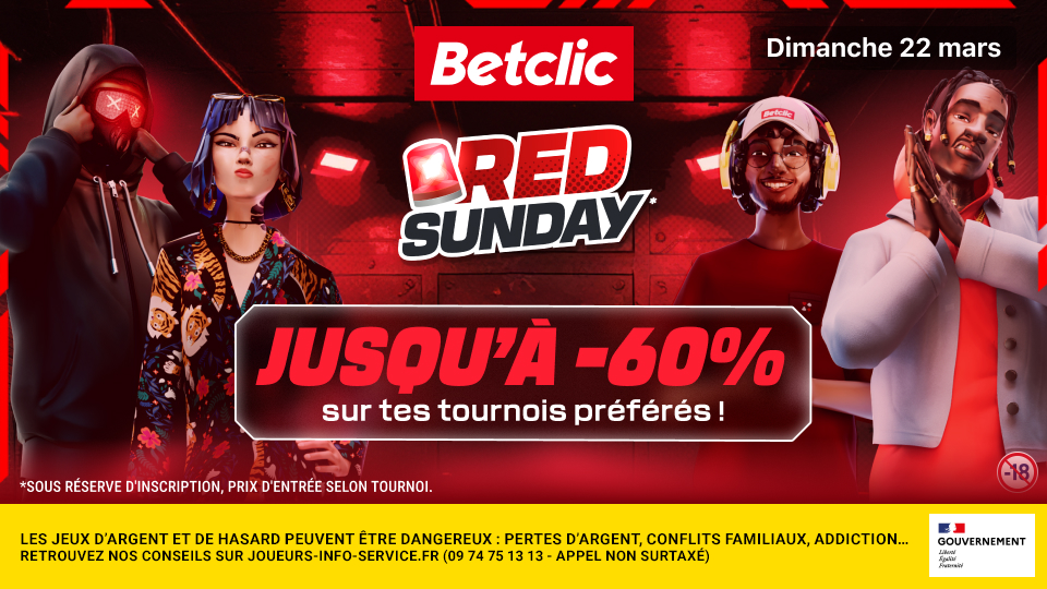 RED SUNDAY : Une session XXL à prix réduits ce dimanche sur Betclic !