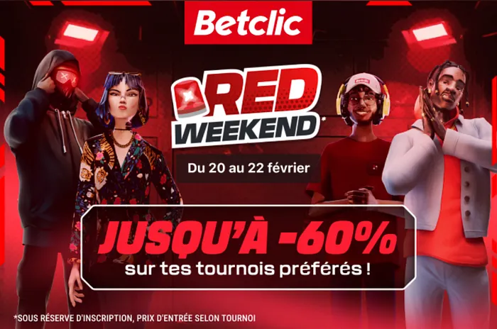 BETCLIC : Le Red Weekend est de retour sur la room avec des baisses de buy-ins allant jusqu'à -60 % !